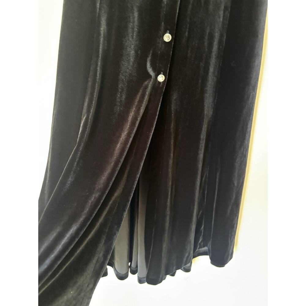 Newport News Velvet Maxi Dress 14 Long Buttons Holiday Formal - Picture 7 of 13
